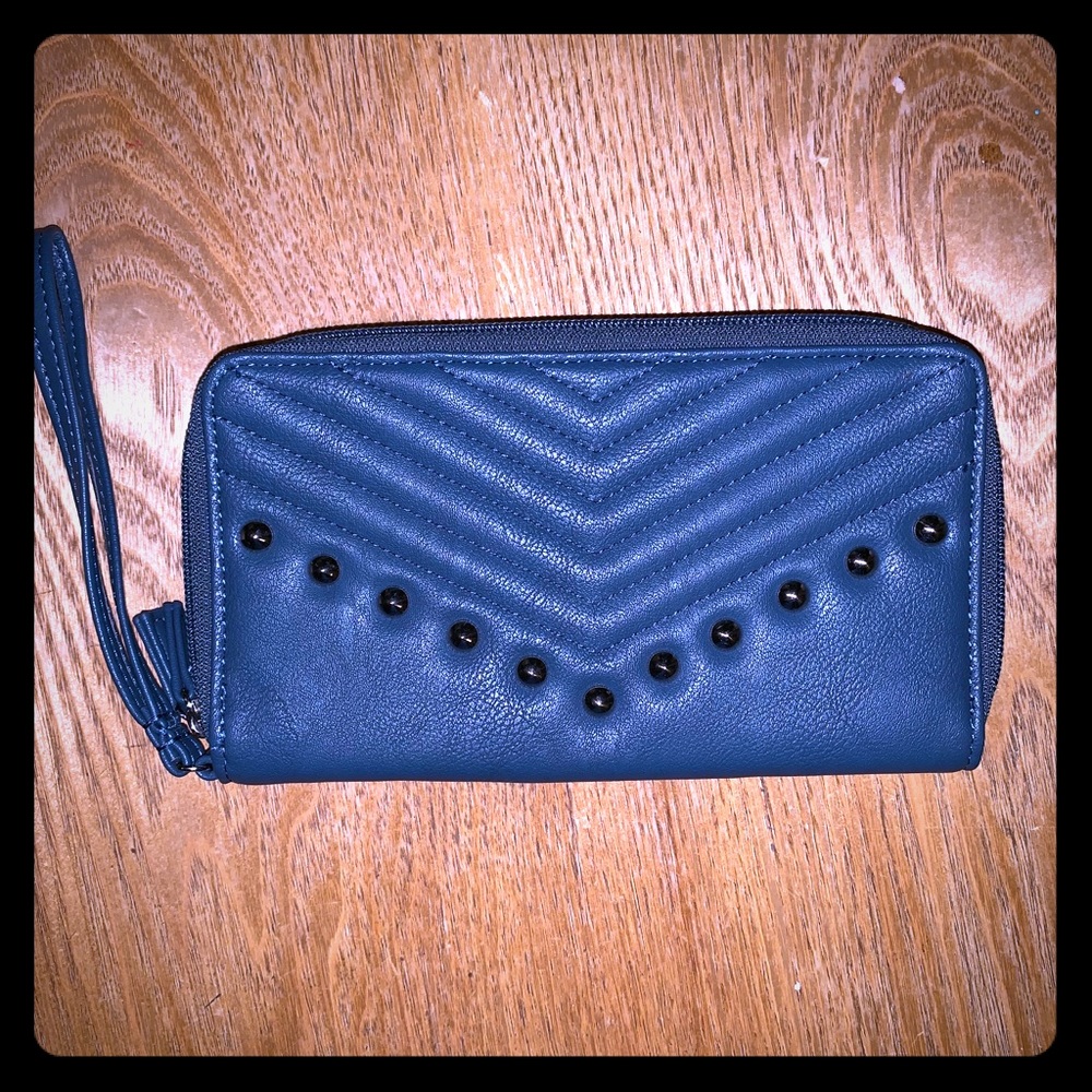 Dark Teal Studded Wristlet Wallet